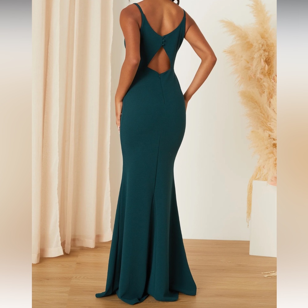 Lulus Moments Of Bliss Forest Green Backless Mermaid Maxi Dress - Picture 2 of 12